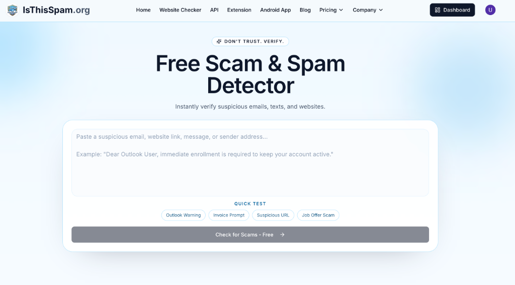 Isthisspam.org Website Screenshot